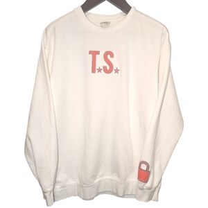 Taylor Swift Showgirl Album TS12 Embroidery Sweatshirt sz XL White